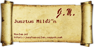 Jusztus Milán névjegykártya
