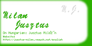 milan jusztus business card